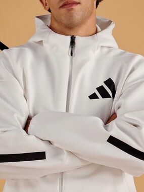 Adidas  ZNE Collection White Zip-Up Hoodie with Excellent Condition